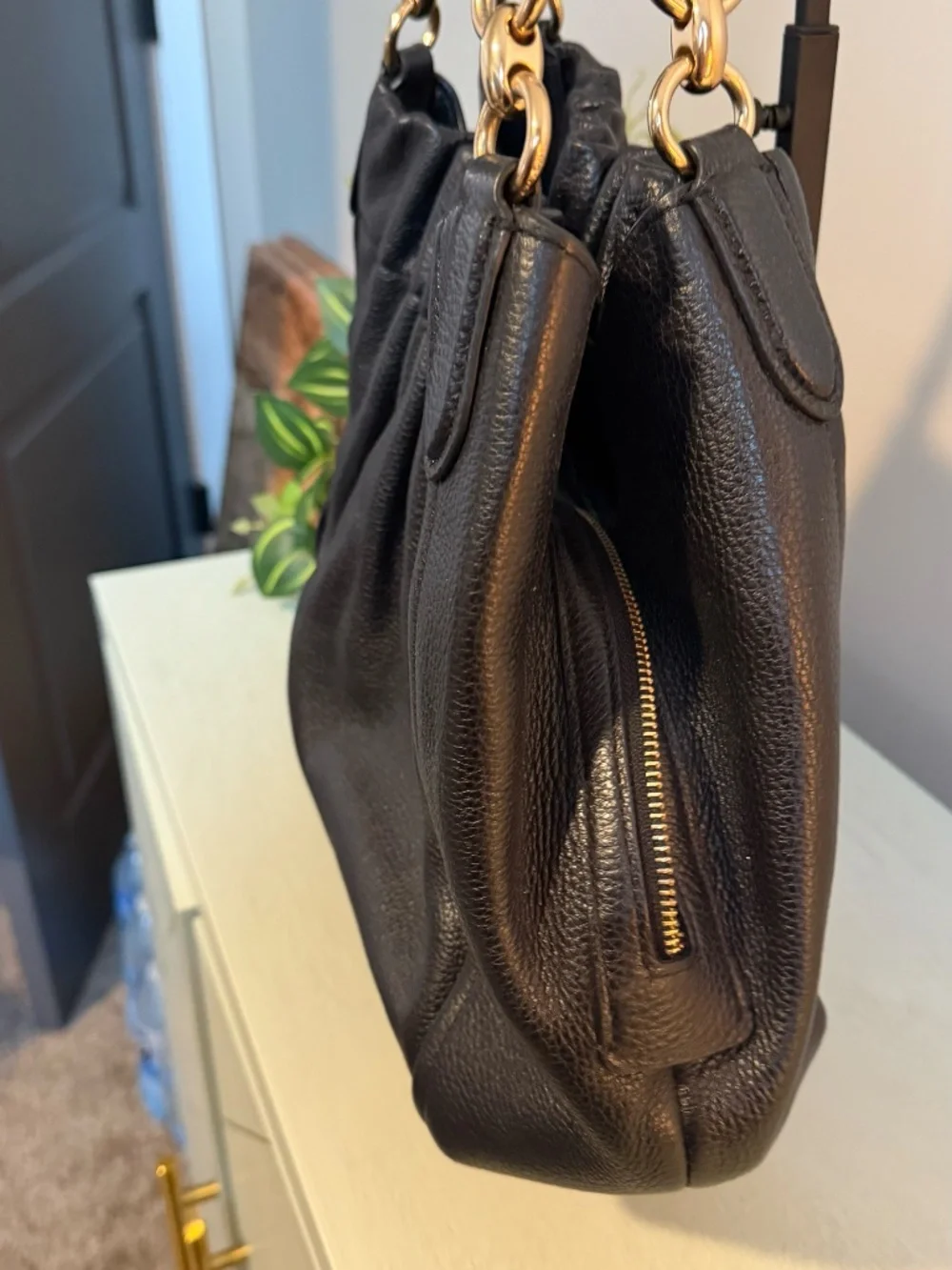 Coach Maya Black Leather Shoulder Bag EUC C1454